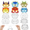 Masques Dinosaures Hifot DIY pour Enfants, Blanche à Colorier Activity Anniversaire (12 Pièces)