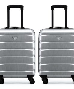 Valises rigides Flight Knight Lot de 2 Valises Light Abs 4 Roues pour Cabine Approuvé easyJet Jet2 Ryanair 55x40x20cm