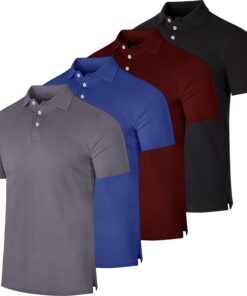 Real Essentials Polo Homme en Piqué de Coton Court – Performance & Grandes Tailles – Lot de 3 ou 4 (Vêtements Sport Séch