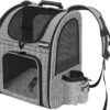 Pecute Sac à Dos Chat Chien Design Classique pour Voyage en Train/Voiture/Avion avec Matelas en Peluche Amovible Respira
