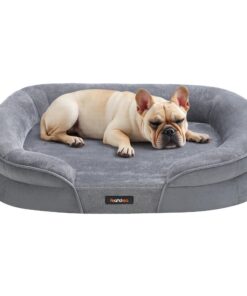 Feandrea Panier Orthopédique pour Chien de Taille Moyenne, Mousse Alvéolée, Doublure Hydrofudge, Gris Clair PGW281G01 Fe