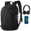 Sac à Dos Ordinateur Homme Étanche Antivol avec Port USB, Sac à Dos Voyage Portable pour Travail, École et Loisirs, Noir
