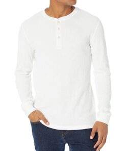 Amazon Essentials Haut Henley Tissu Nid d’Abeille à Manches Longues Coupe Ajustée pour Homme Confortable et Écologique O