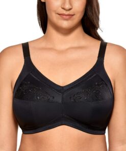 DELIMIRA Soutien Gorge Sans Armature Grande Taille Coton pour Prothèse Mammaire Femme Confortable Élastique 100% Naturel