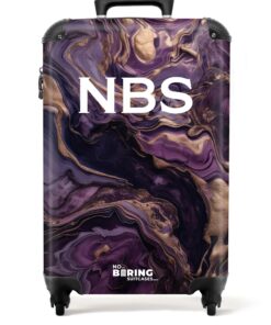 Valise Cabine NoBoringSuitcases Marbre Violet-Doré 55x35x25cm Rigide Personnalisable Voyage