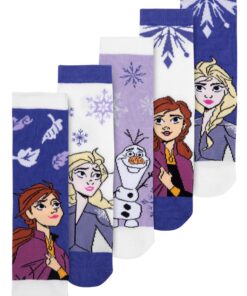 United Labels Disney La Reine des Neiges Lot de 5 paires de socquettes pour fille - Motifs violets et blancs | Chaussure