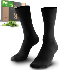 PAIXX Lot de 8 paires de chaussettes en bambou anti-transpirantes pour hommeTaille 43-46 - Blanc - Respirantes, antibact