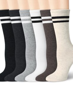 Chaussettes Sport Tialfas Hautes Femme Running Hygiéniques Respirantes Rayées Femelles Entraînements Filles Gym 6 Paires