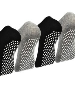 HYCLES Lot de 4 paires de chaussettes antidérapantes unisexes - Pour yoga et pilates - Noir HYCLES Lot de 4 paires de