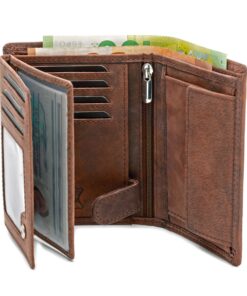 Fa.Volmer Portefeuille en Cuir pour Hommes avec Protection RFID - Grand Portefeuille en Cuir de Buffle Vallée Marron (I