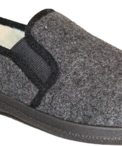 Chaussons Intermax homme feutre laine vierge gris anthracite rembourrés