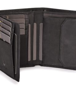 DONBOLSO Portefeuille Vienne - Grand Portefeuille Homme en Cuir - Sécurité et Sophistication - Vintage Noir
