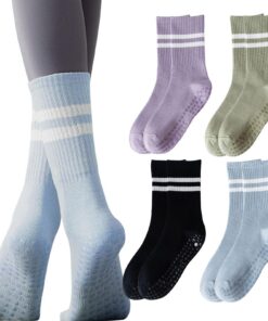 Chaussettes de yoga XNIVUIS Lot de 4 - Antidérapantes pour femme - Prévention des chutes pour entraînement à domicile