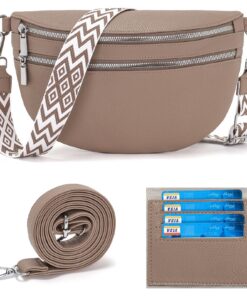 LANXINGLUO Sac Banane Femme Bandoulière Kaki - pour Femme, avec Compartiments pour Cartes de Crédit et 2 Bandoulières, S