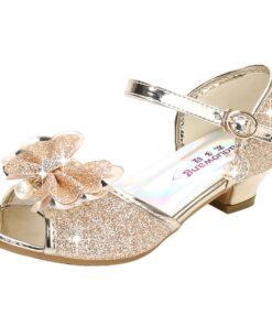 Chaussures à Talon Haut Princesse Fille pour Mariage Ceremonie Fusant Genomeuble Chaussures à Talon Haut Danseuses Fille