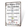 Plaque Métal WC Les Règles D’Or – Enseigne Murale Humoristique pour Toilettes, Déco Vintage pour Maison ou Restaurant, T