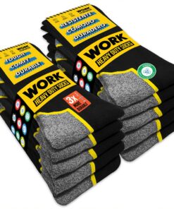 SOXCO chaussettes de travail pour hommes - 10 paires - lot de 10 paires | confortables et résistantes pour le travail |