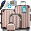 Monzana Set de 4 Valises Rose Doré | Capacité | Voyageurs | Vacances et Week-ends | Sécurité et Organisé | M/L/XL | Cade