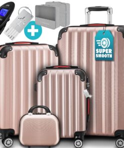 Monzana Set de 4 Valises Rose Doré | Capacité | Voyageurs | Vacances et Week-ends | Sécurité et Organisé | M/L/XL | Cade