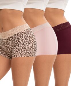 Boxer Femme Coton Dentelle OEKO-TEX STANDARD 100 Lot de 3conaige