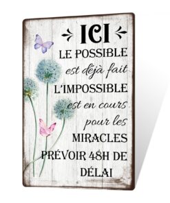 Plaque Métallique Putuo Miracles en 48H, Panneau Déco Aluminium Bureau Maison, 30x20 cm