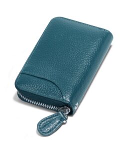 GADIEMKENSD Femmes Credit Card Holder Wallet Zip Leather Card Case Sea Blue
