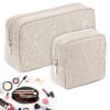 Sprifityy Traversée de Trousse de Maquillage en Velours Côtelé pour Femme - Trésor Beige avec Compartiments | Accessoire