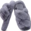 COFACE Pelucheuses et Confortables Pantoufles en Fausse Fourrure à Mémoire de Forme pour Femme - Tendance à Enfiler avec
