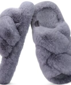 COFACE Pelucheuses et Confortables Pantoufles en Fausse Fourrure à Mémoire de Forme pour Femme - Tendance à Enfiler avec