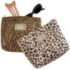 MLPKOI Sac de Voyage Cosmétique pour Femme en Léopard, Grande Traversée Organiseur Cosmétique Glissière Portable