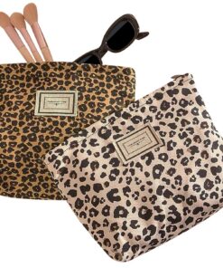 MLPKOI Sac de Voyage Cosmétique pour Femme en Léopard, Grande Traversée Organiseur Cosmétique Glissière Portable