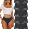 Hialegion Culotte dentelée femme taille haute slip haute grande taille culotte hipster dentelleLot de 5 S-4XL