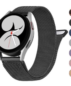 Bracelets Wanme pour Samsung Galaxy Watch 4, acier inoxydable, taille 20 mm, homme et femme, noir