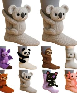 LinRim chaussettes thermiques femmes - Chaussettes chaudes 3D animaux - Respirantes pour intérieur - Chaussettes hiver -
