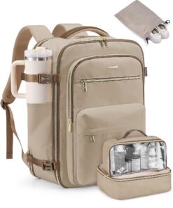 LOVEVOOK Sac à dos de voyage femme kakiiciel grand sac à dos de voyage avec compartiment pour ordinateur portable pour v