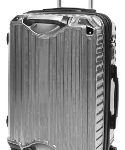 Valise rigide A1 FASHION_goods extensible 8 roues TSA serrure, 5 poignées, porte-gobelet, gris, Small Cabin Size