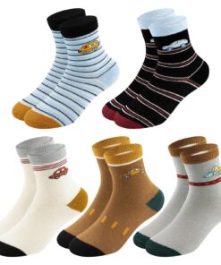 Soleeya Chaussettes Enfant de Sport en Coton Rigolotes Cartoon Cars 3-12 Ans Garcon Filles