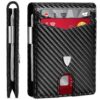 TEEHON Portefeuille Minimaliste Homme - Noir | Blocage RFID | Emplacements pour Cartes de Crédit | Clip de Billets | Cui