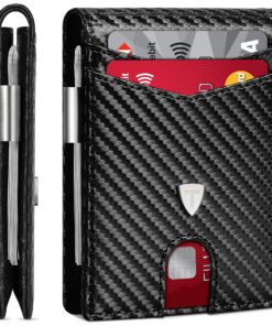 TEEHON Portefeuille Minimaliste Homme - Noir | Blocage RFID | Emplacements pour Cartes de Crédit | Clip de Billets | Cui