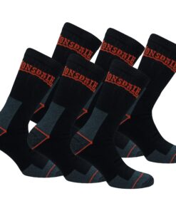 Lonsdale Chaussettes Travail Hauteur Mi-Mollet Sécurité Pointe Talon Renforcés Noir