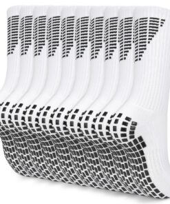 KOOOGEAR - Chaussettes de football antidérapantes Lot de 5 paires pour homme Noir/blanc Taille 43-46 | Amortissage optim
