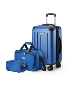 Amazon Basics Ensemble de Bagages Rigides pour Voyageurs Économes, 3 Pièces, Sac Fourre-Tout Extensible et Sac de Voyage