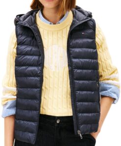 Tommy Hilfiger Chemise de Sport Sans Manches pour Femmes en Polyester Paddedavec Capuche_globalstripevest_maniaque_mode_
