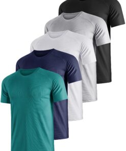 UEEKO T-Shirts De Sport Respirant Fonctionnel pour Hommes Fitness Running Vêtements Speed Dry 5 Paquets