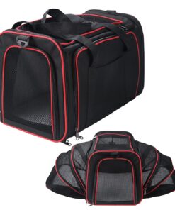 Sac de transport Chat Chien Respirant Extensible, Bandoulière Pliable pour Animal de Compagnie, Matelas Amovible pour Ca