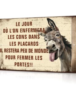 Plaque Métallique Humour Ane Toilette Salon Rigide 30x20cm