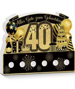 Décoration Putuo pour 40 ans en noir et or avec emplacements pour surprises