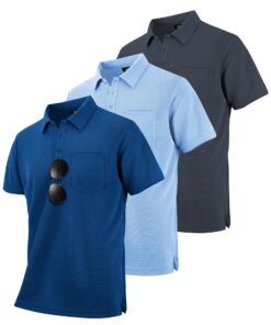 Zitysport Lot de 3 Polos Hommes Manches Courtes Séchage Rapide Respirant Été Travail Polos Hommes