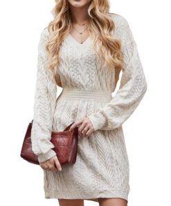Robe CUPSHE moulante col en V manches longues torsadé femme pour le soir