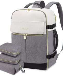 LOVEVOOK Sac à Dos Voyage Cabine Avion Bagage Cabine pour Easyjet Ryanair Beige Gris Noir